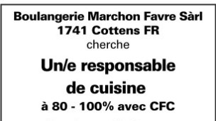 Boulangerie Marchon Favre Sàrl recherche Un/e responsable de cuisine