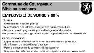 Commune de Courgevaux recherche Employé(e) de voirie