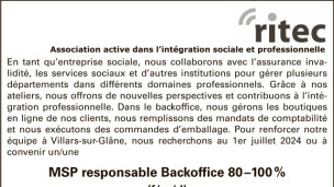 Association active dans l’intégration sociale et professionnelle recherche MSP responsable Backoffice