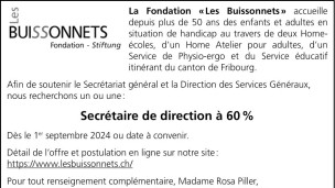 La Fondation Les Buissonnets recherche un/e secrétaire de direction à 60%