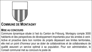 La commune de Montagny recherche un/e administrateur/trice communale à 100%