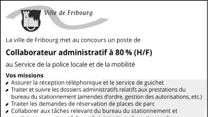 La Ville de Fribourg recherche un collaborateur administratif à 80% (H/F)