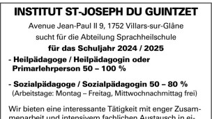 L'Institut St-Joseph du Guintzet sucht mehrere Jobs