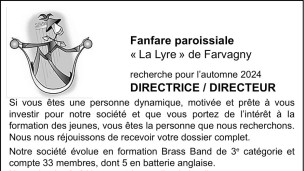 La Fanfare paroissiale La Lyre de Farvagny recherche un/e directeur/trice
