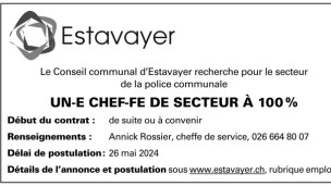 Le Conseil communal d’Estavayer recherche Un-e Chef-fe de secteur