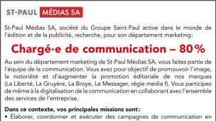 St-Paul Médias SA recherche Chargé de communication 