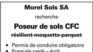 Morel Sols SA recherche Poseur de sols 