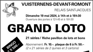 Grand Loto le 19 mai à Vuisternens-devant-Romont