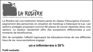 La Rosière recherche un/e infirmier/ère à 30%