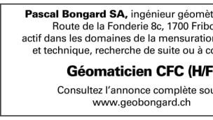 Pascal Bongard recherche un géomaticien CFC (H/F)