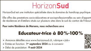 HorizonSud recherche un/e éducateur/trice à 80-100%