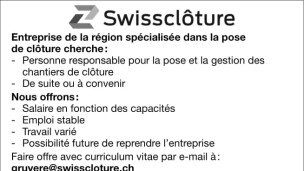 Swissclôture recherche un responsable pour la pose et la gestion des chantiers