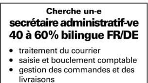 La Brasserie Fri-Mousse recherche un/e secrétaire administratif/ve à 40-60% bilingue FR/DE